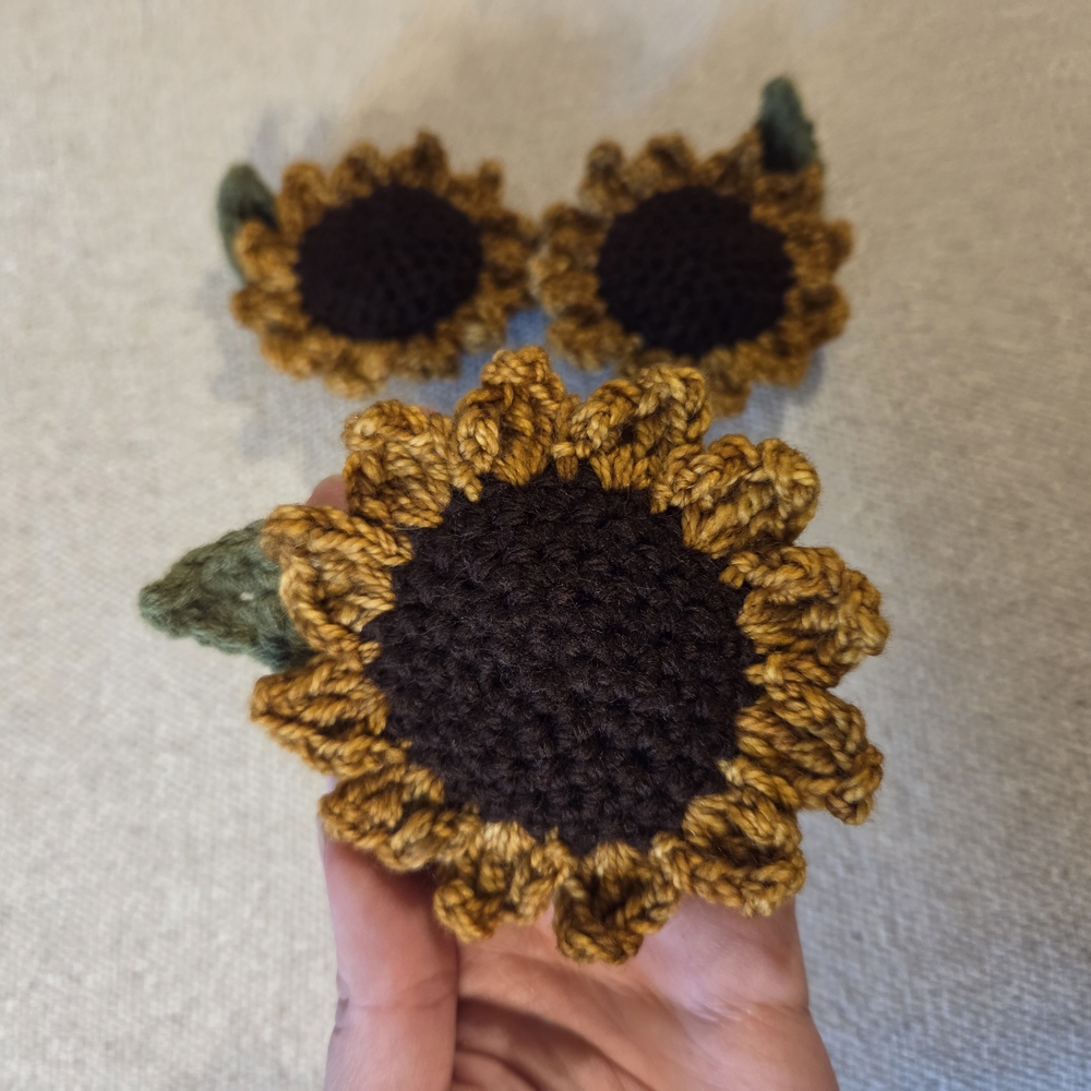 Handmade Crochet Sunflower Coasters